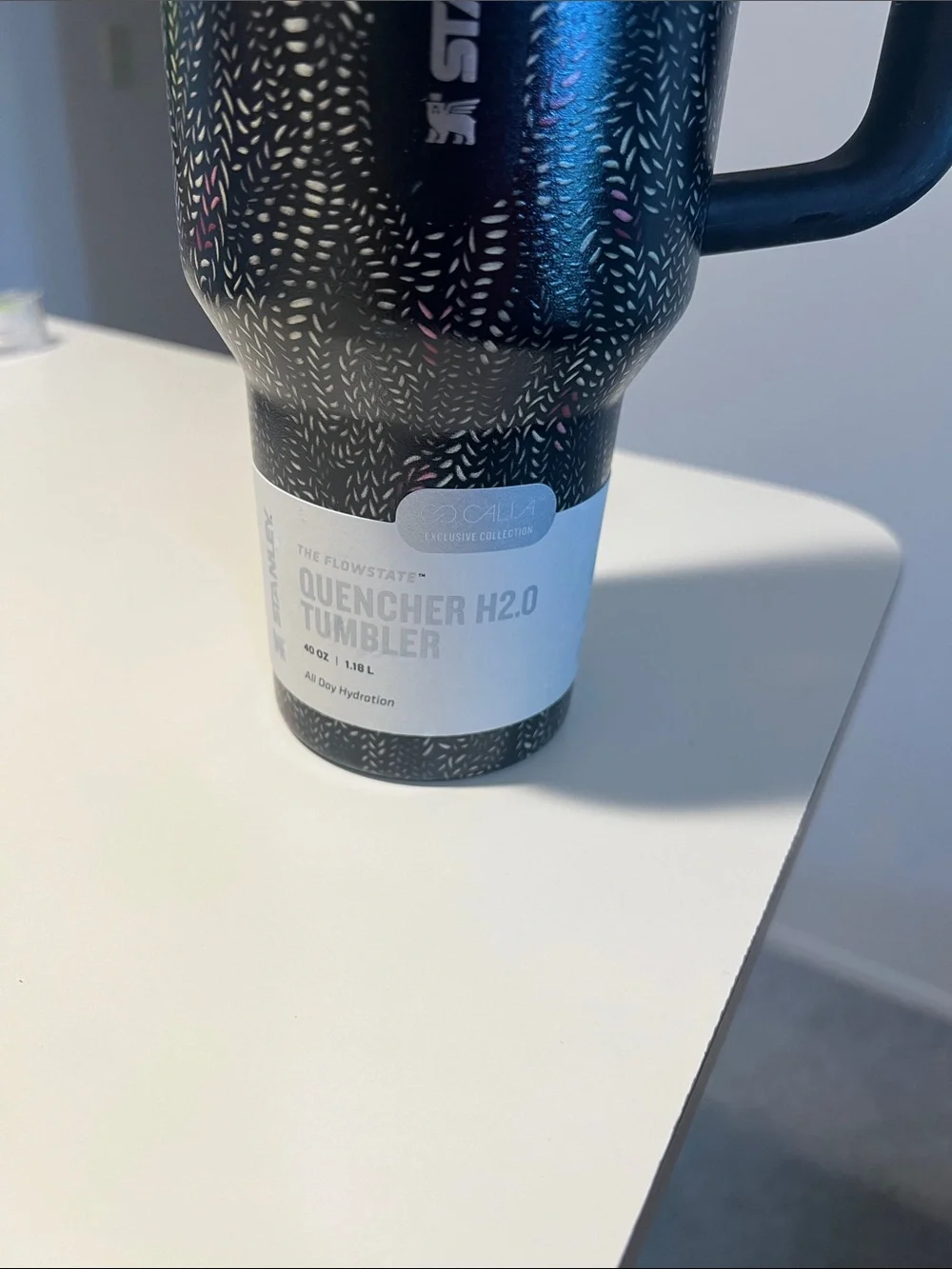 Black Stanley Quencher H2.0 Travel Tumbler with Handle